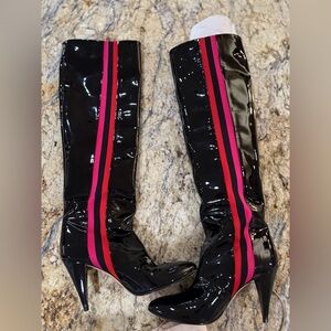 Black Alchimla Di Ballin Patent Leather Knee-High Boots